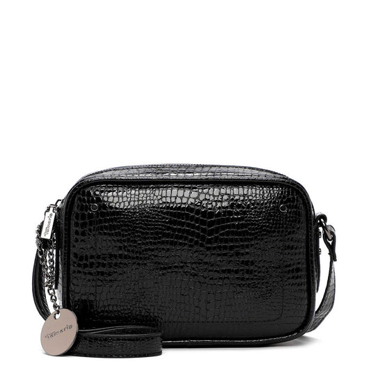 Tamaris Crossbody Marina 34980 Schwarz Snake, Crossbody mit Kokroprägung - Vorderansicht