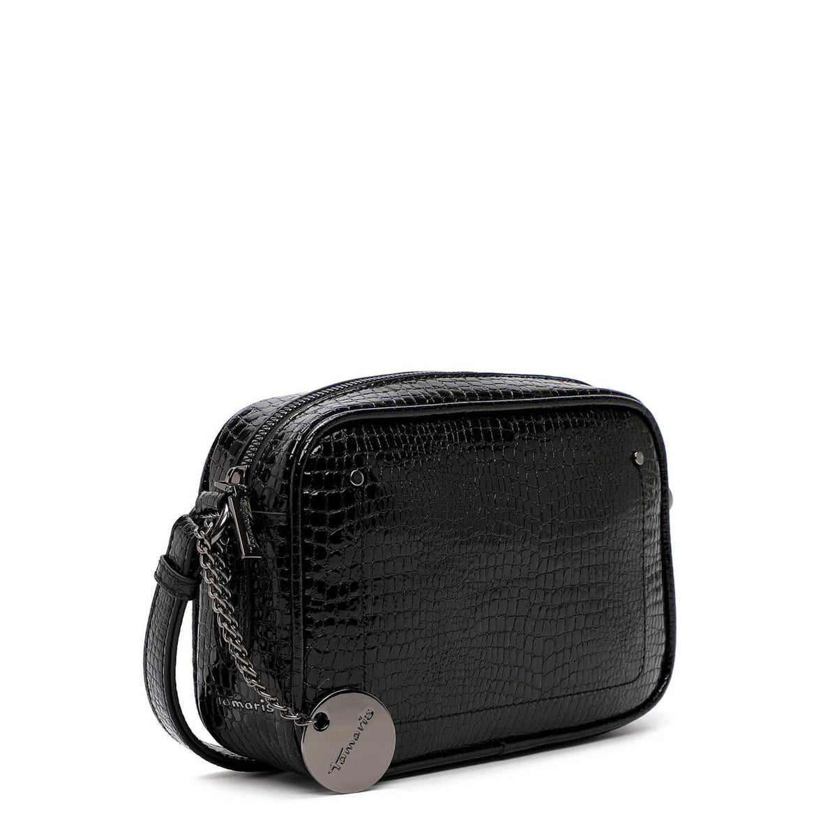 Tamaris Crossbody Marina 34980 Schwarz Snake, Crossbody mit Kokroprägung- Seitenansicht