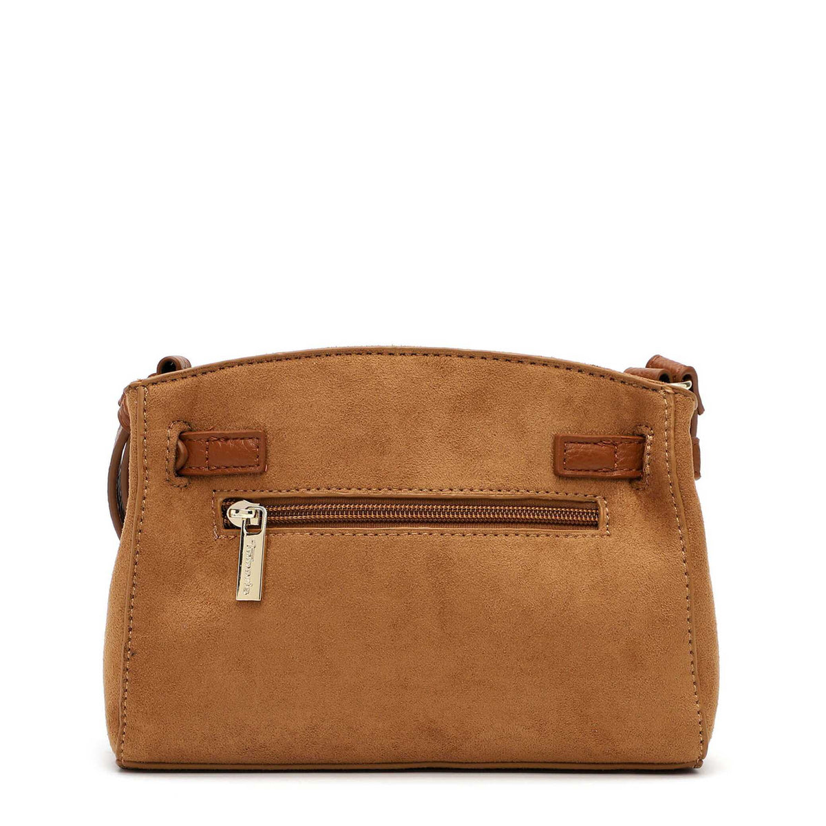 Tamaris Umhängetasche Martina 35020 Cognac, Velour mit Drehverschluss- Rückansicht