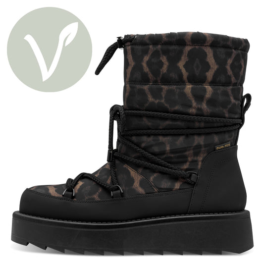 Tamaris Stiefelette 26846 Schwarz/Leopard - Wasserdicht & gefüttert - Seitenansicht