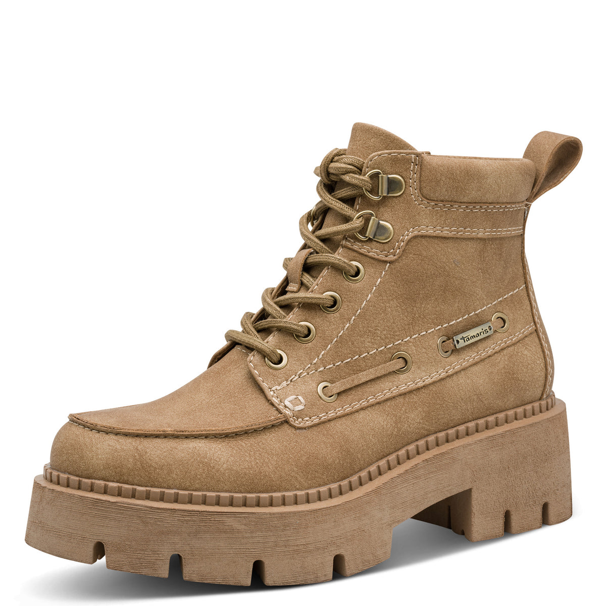 Tamaris Stiefelette 25211 Camel, Veganer Chunky-Boot - Seitenansicht