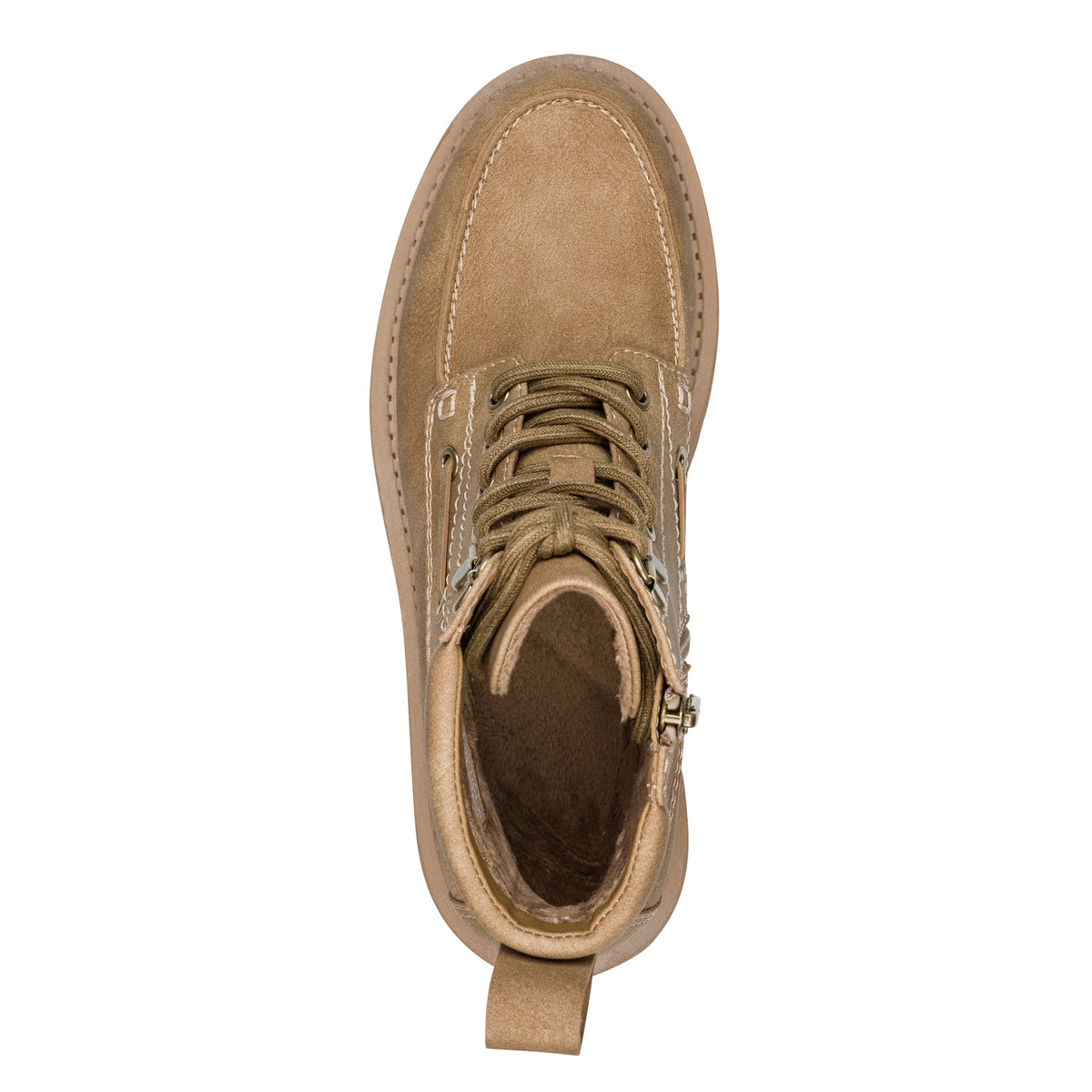 Tamaris Stiefelette 25211 Camel, Veganer Chunky-Boot - Ansicht der Schuhoberfläche