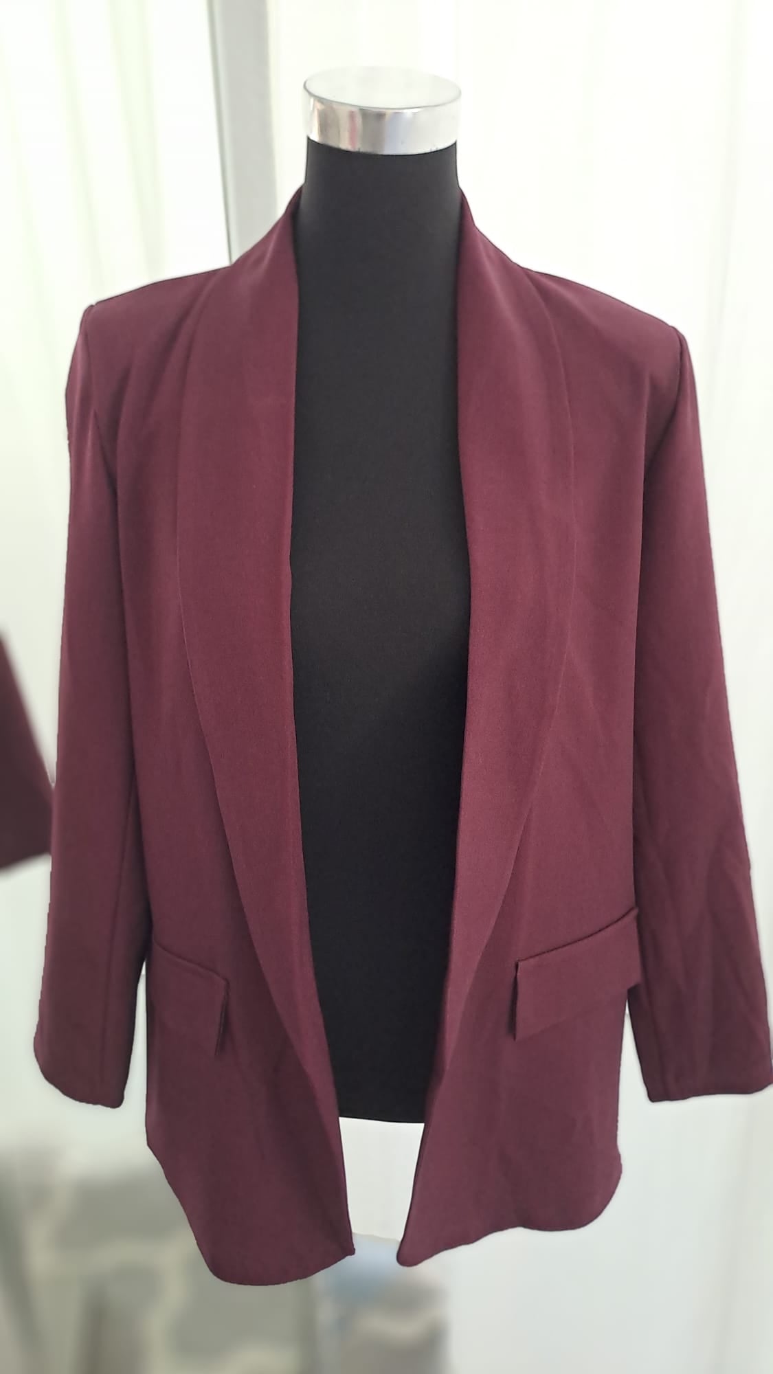 Longblazer Beere - Offener Schalkragen - SM Youngfashion 6883 - Seitenansicht