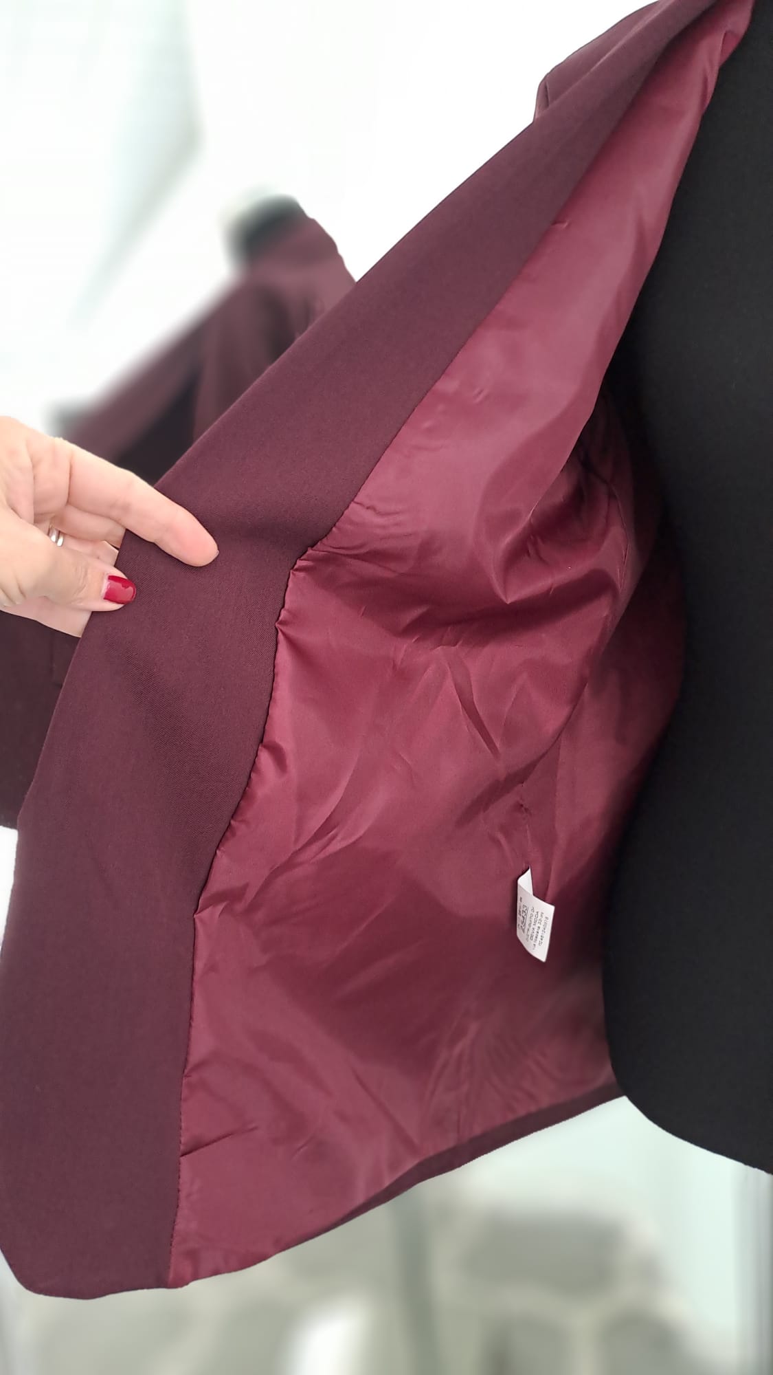 Longblazer Beere - Offener Schalkragen - SM Youngfashion 6883 - Detailansicht Futter