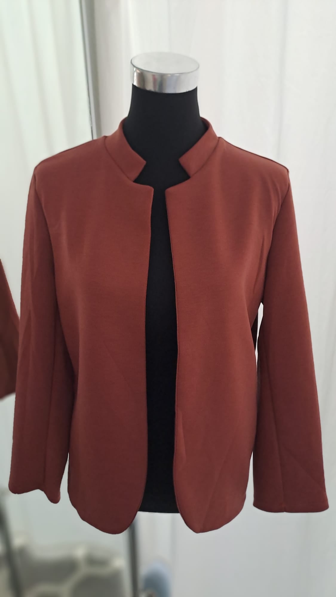 Sweatblazer Rost | Kragenloses Design | SM Youngfashion 6872 - Seitenansicht