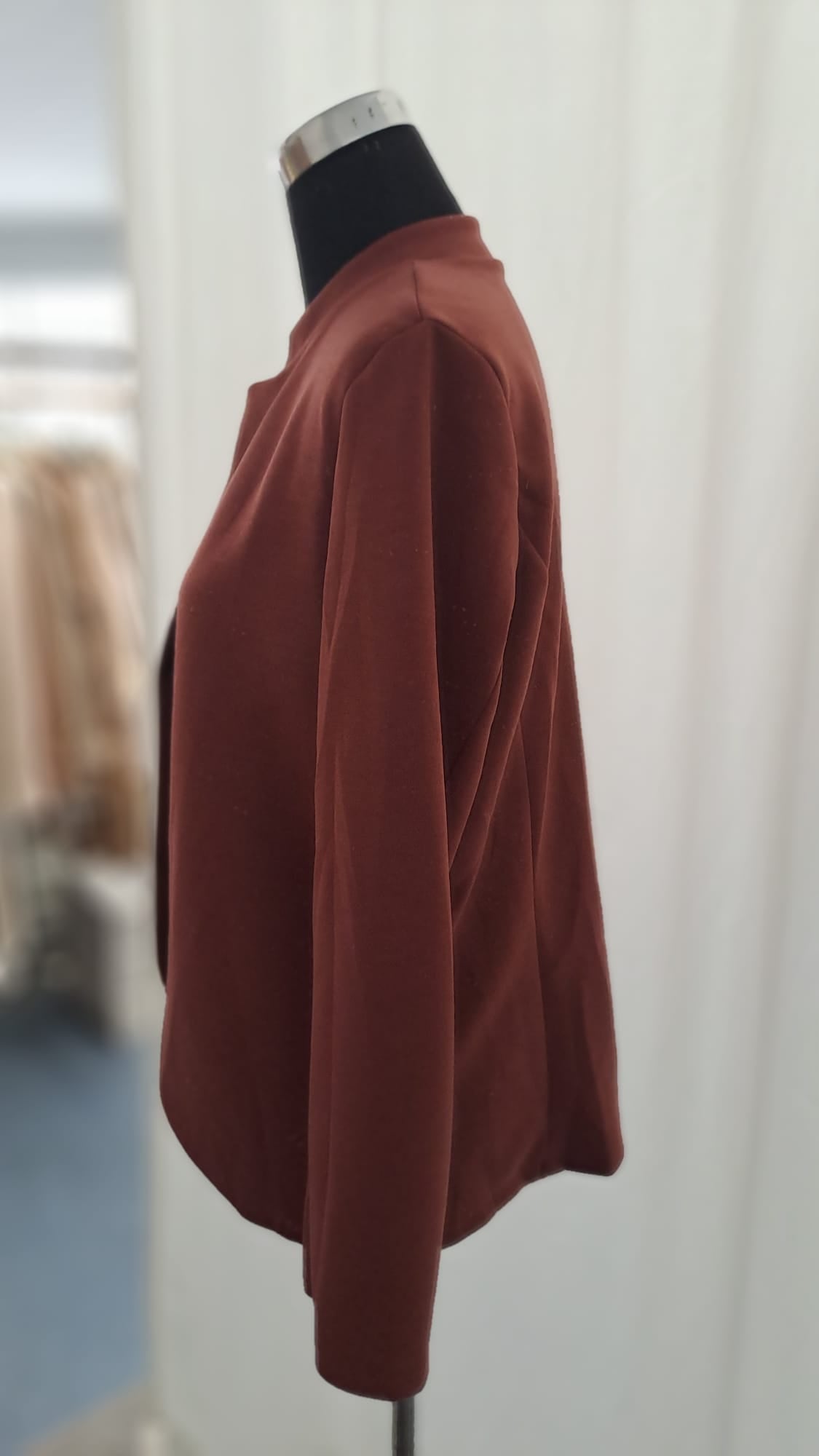 Sweatblazer Rost | Kragenloses Design | SM Youngfashion 6872 - Frontansicht