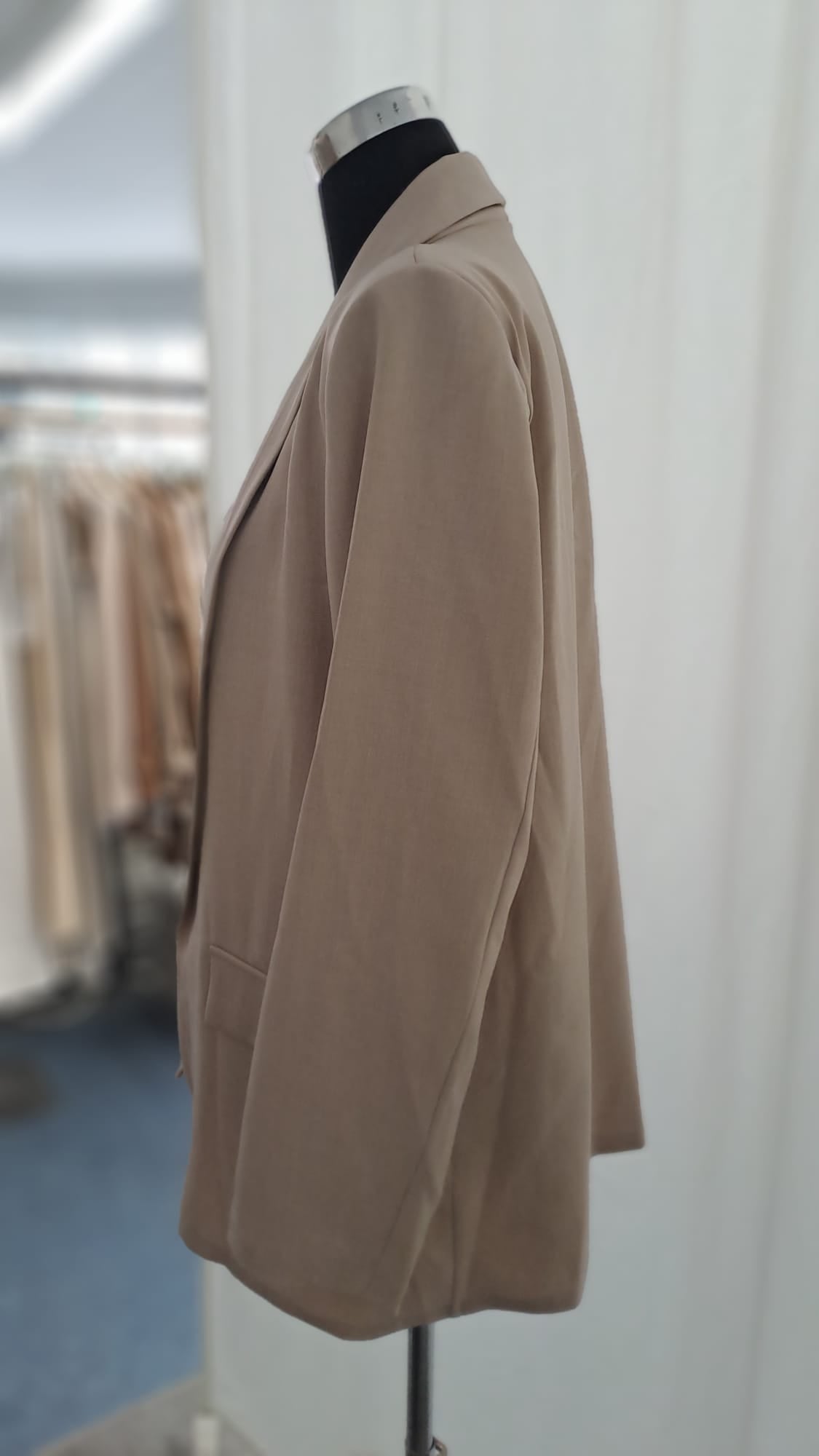 Longblazer Beige - Offener Schalkragen | SM Youngfashion 6880 - Frontansicht