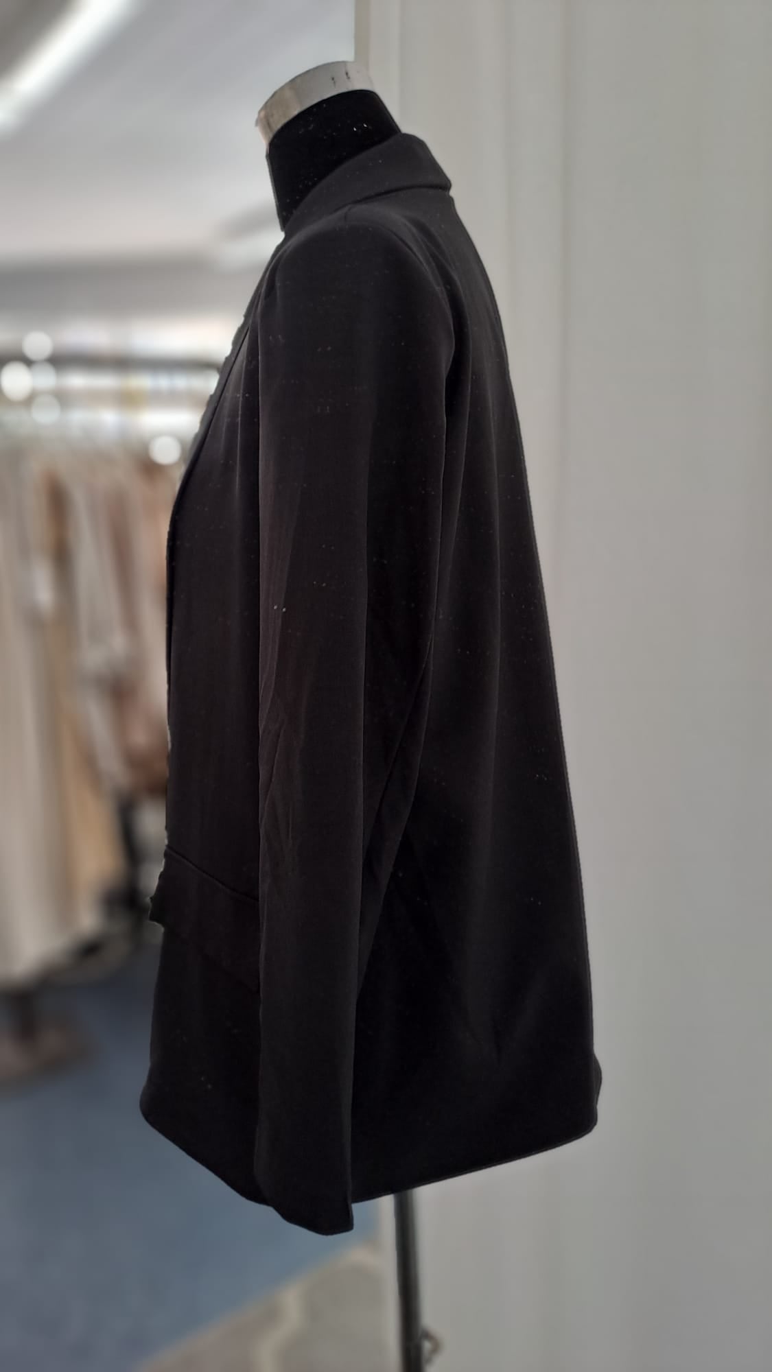 Longblazer Schwarz - Offener Schalkragen - SM Youngfashion 6879 - Seitenansicht