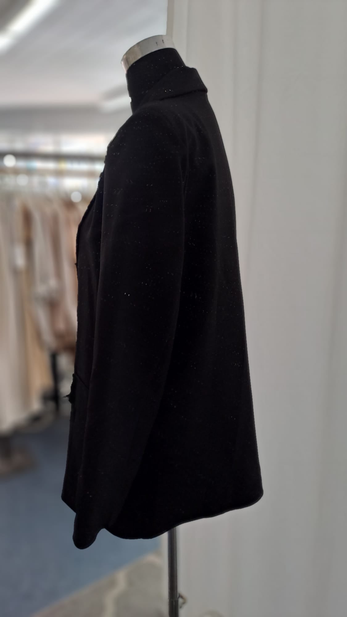 Longblazer Schwarz - Offener Schalkragen - SM Youngfashion 6879 - Seitenansicht