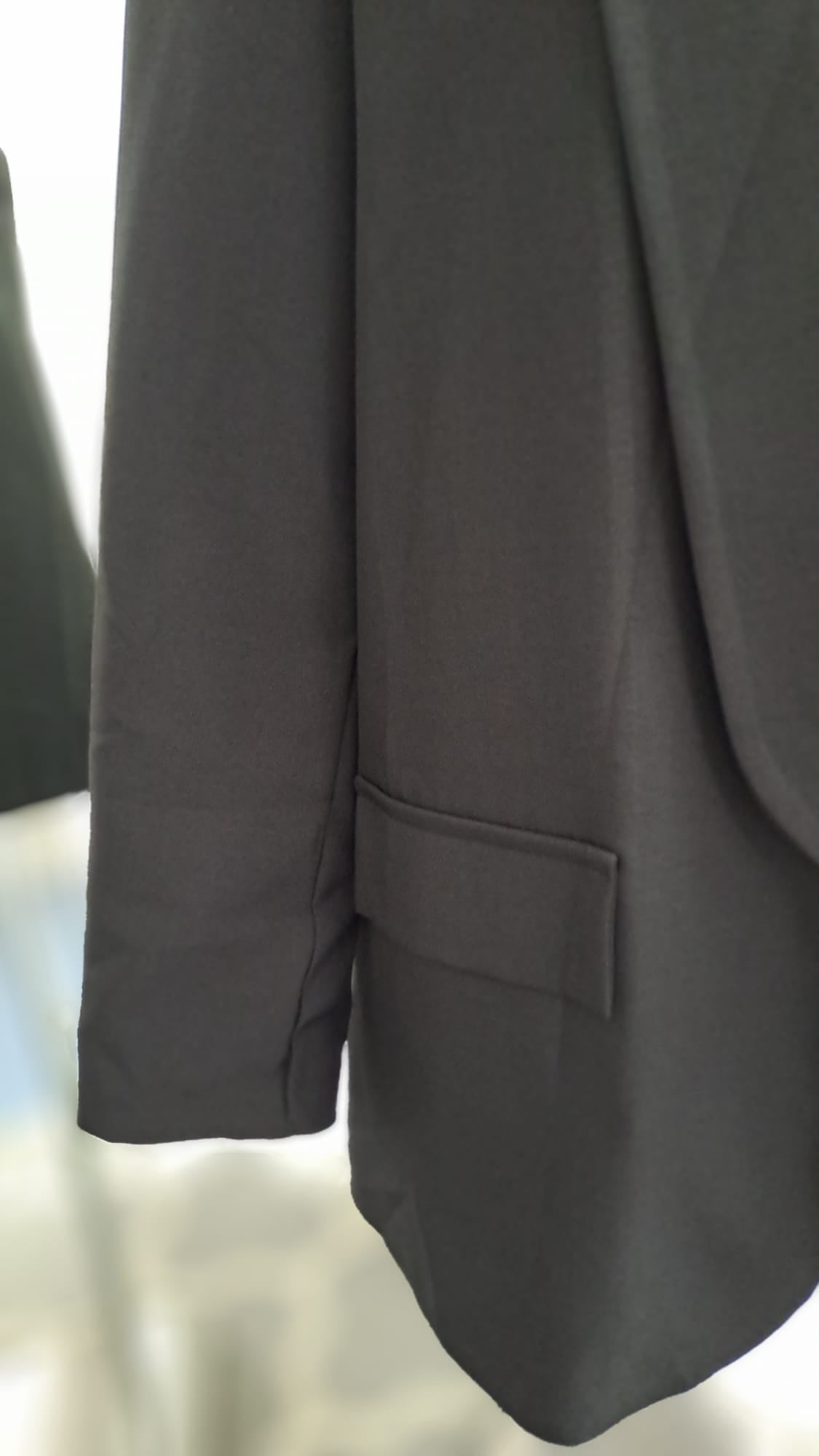 Longblazer Schwarz - Offener Schalkragen | SM Youngfashion 6879