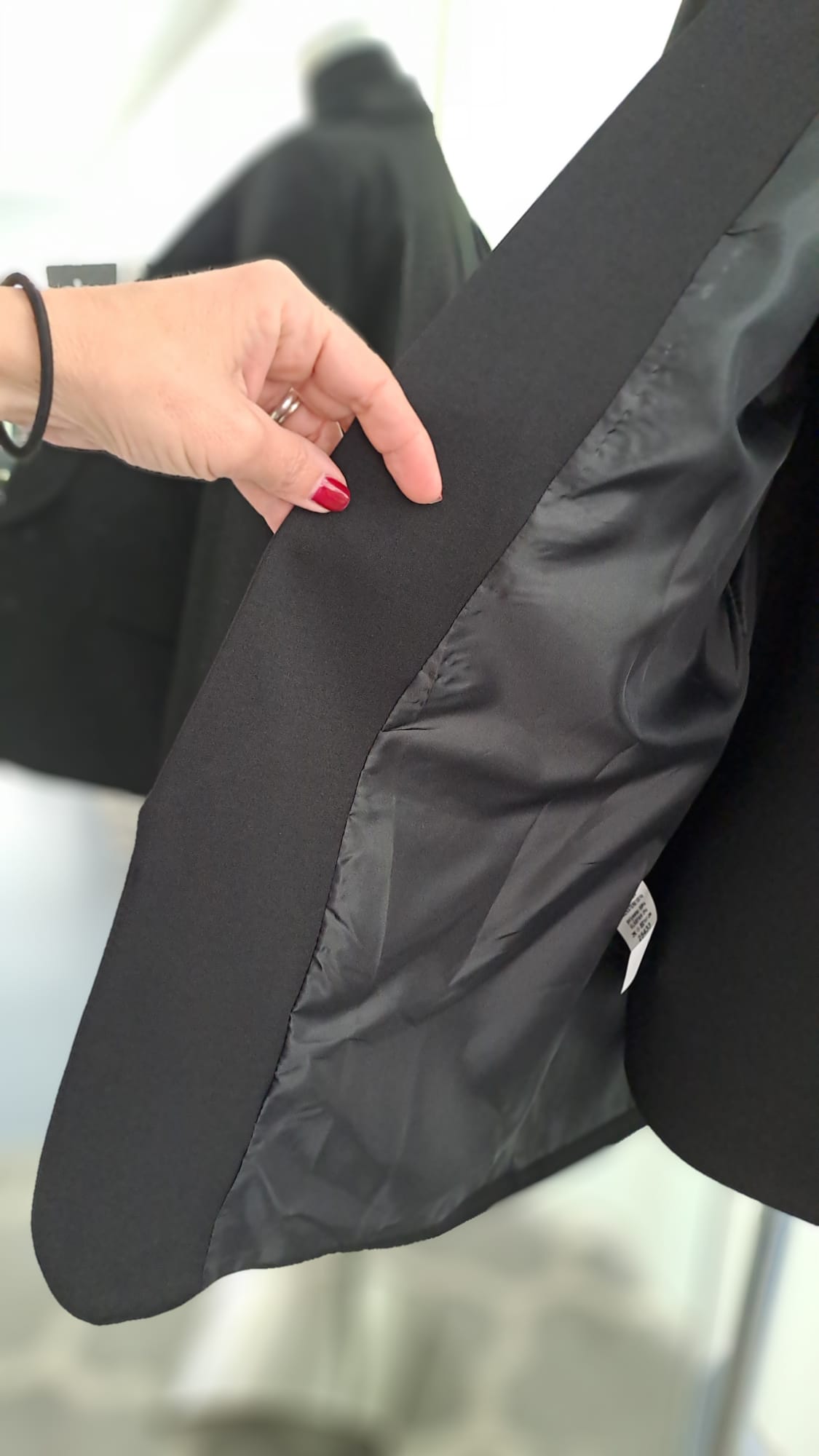 Longblazer Schwarz - Offener Schalkragen - SM Youngfashion 6879 - Detailansicht Futter