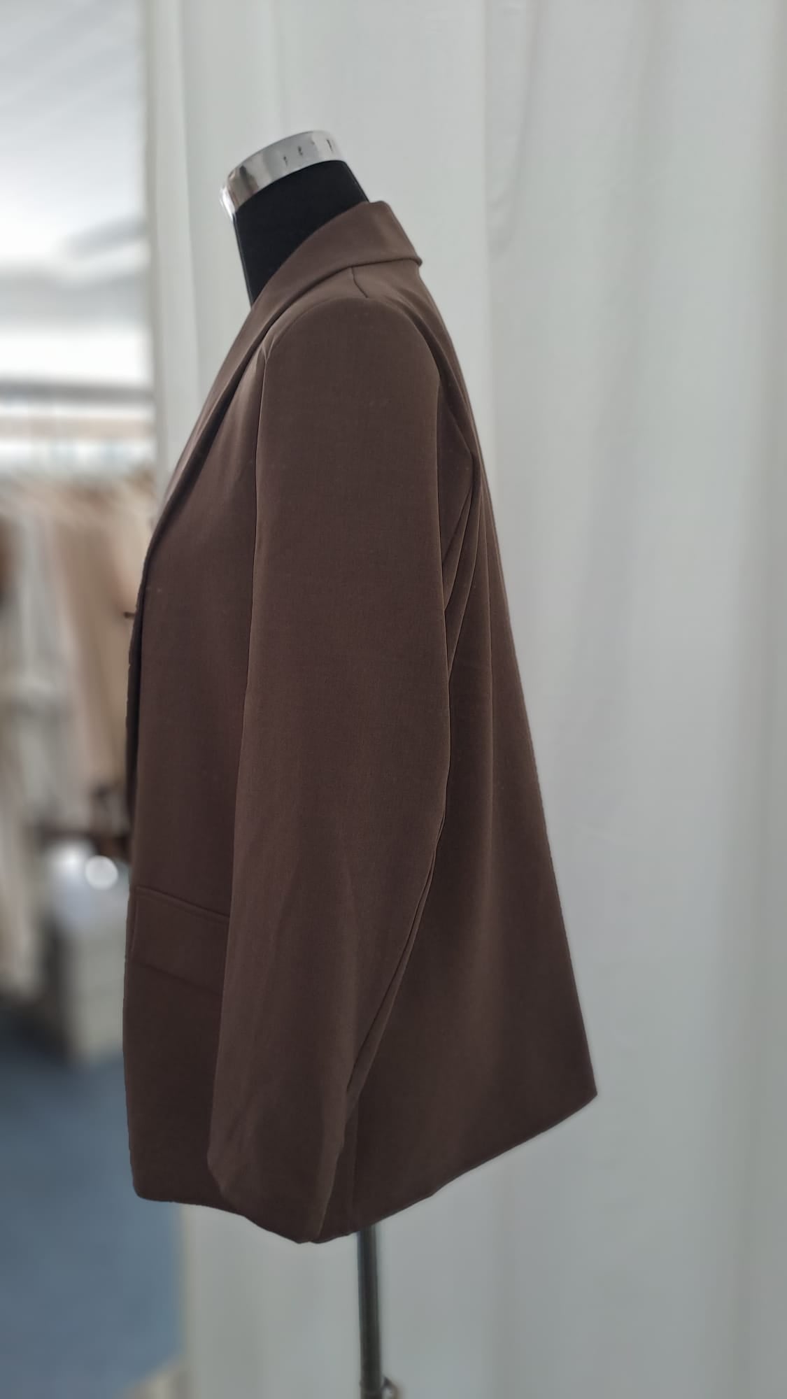 Longblazer Braun - Offener Schalkragen - SM Youngfashion 6882 - Vorderansicht