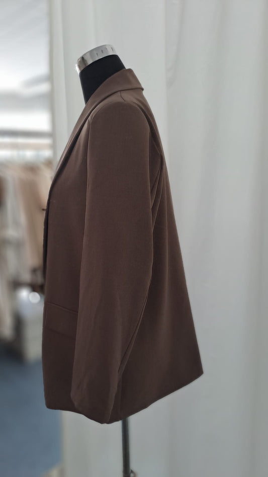 Longblazer Braun - Offener Schalkragen - SM Youngfashion 6882 - Vorderansicht