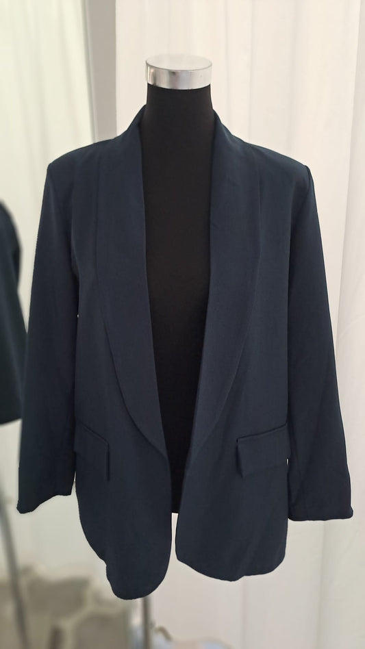 Longblazer Blau - Offener Schalkragen - SM Youngfashion 6885 - Vorderansicht