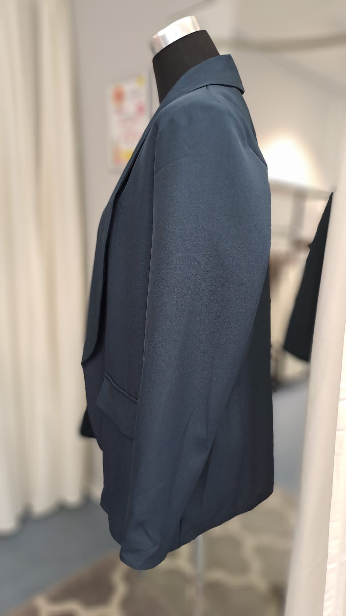 Longblazer Blau - Offener Schalkragen - SM Youngfashion 6885 - Seitenansicht
