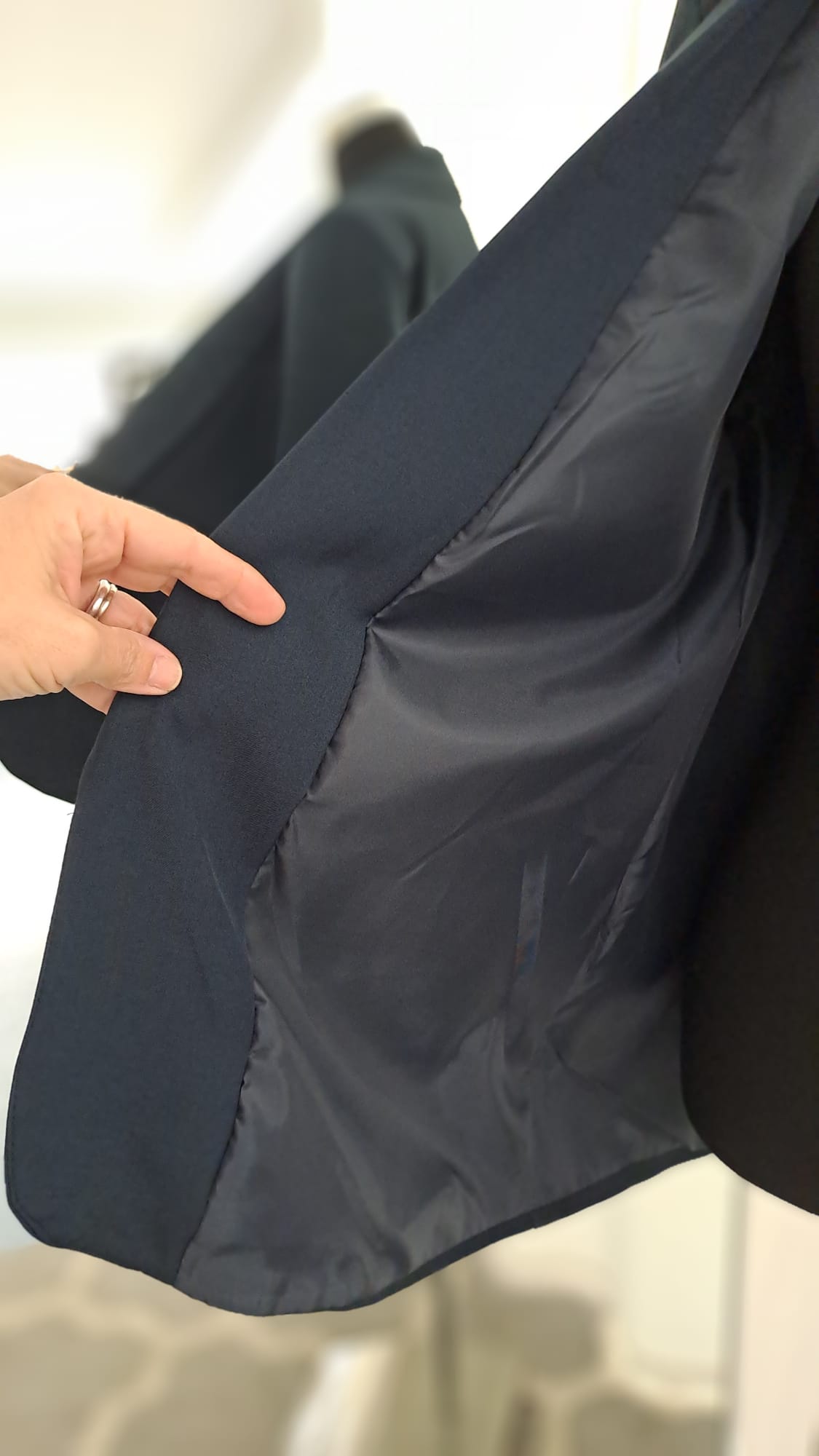 Longblazer Blau - Offener Schalkragen - SM Youngfashion 6885 - Detailansicht Futter