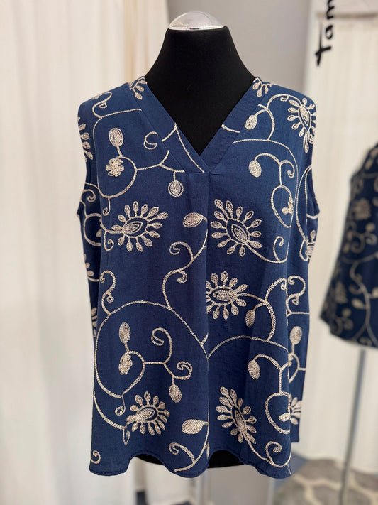 Liping Moda Blusentop 4016 Dunkelblau