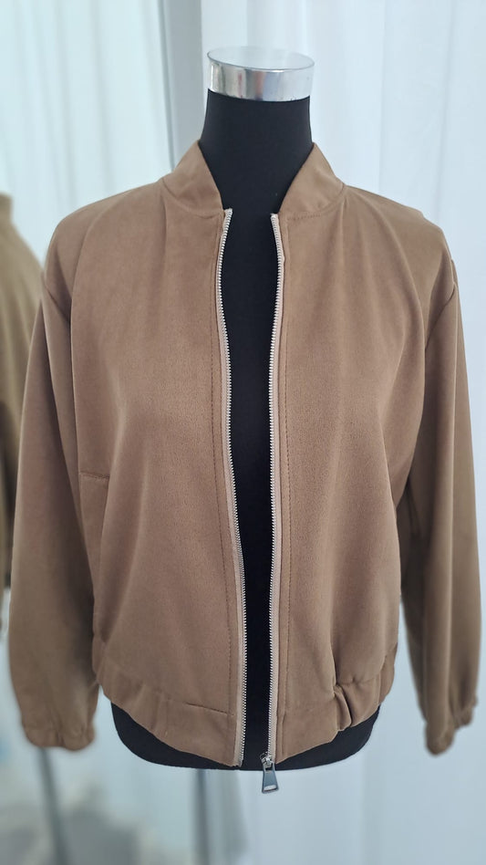 Bomberjacke Camel Wildlederoptik | Charme Mode 6796 - Seitenansicht