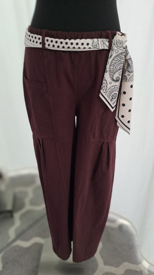Culotte Hose Beere mit Schal - Charme Mode 6822 - Vorderansicht