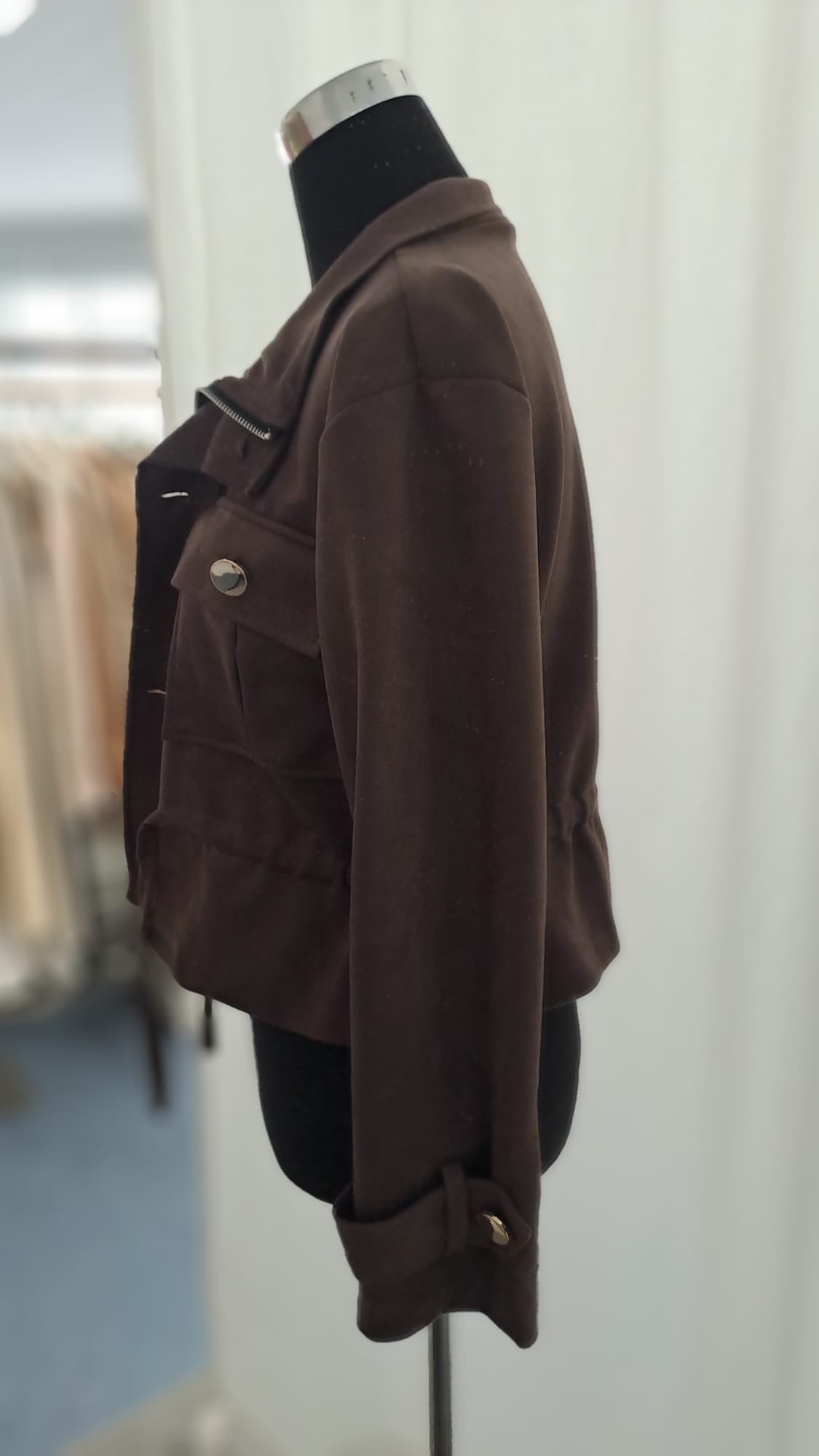 Jacke Dunkelbraun Wildlederoptik | Charme Mode 6771