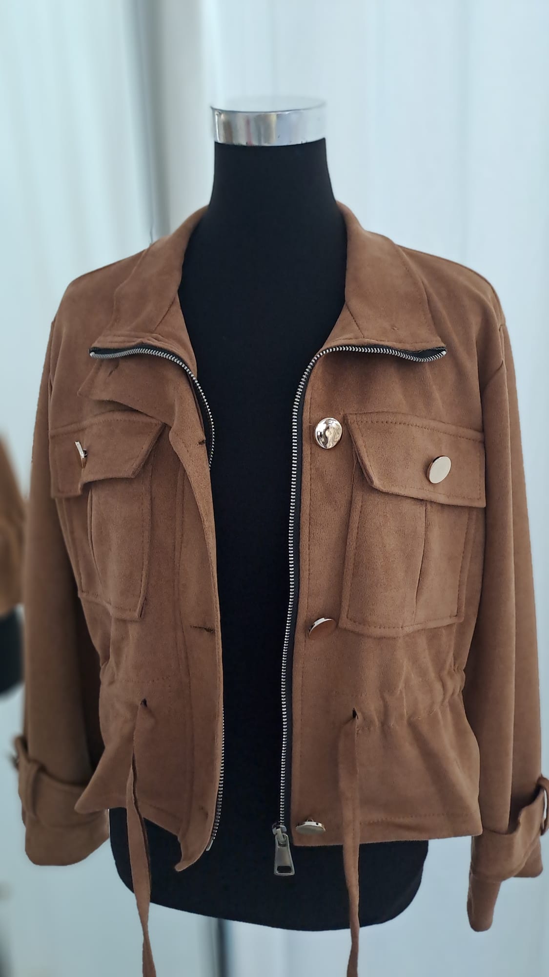 Jacke Camel Wildlederoptik | Charme Mode 6824 - Seitenansicht