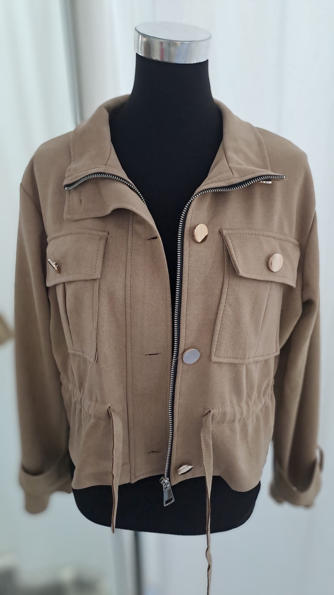 Jacke Beige Wildlederoptik | Charme Mode 6825 - Seitenansicht