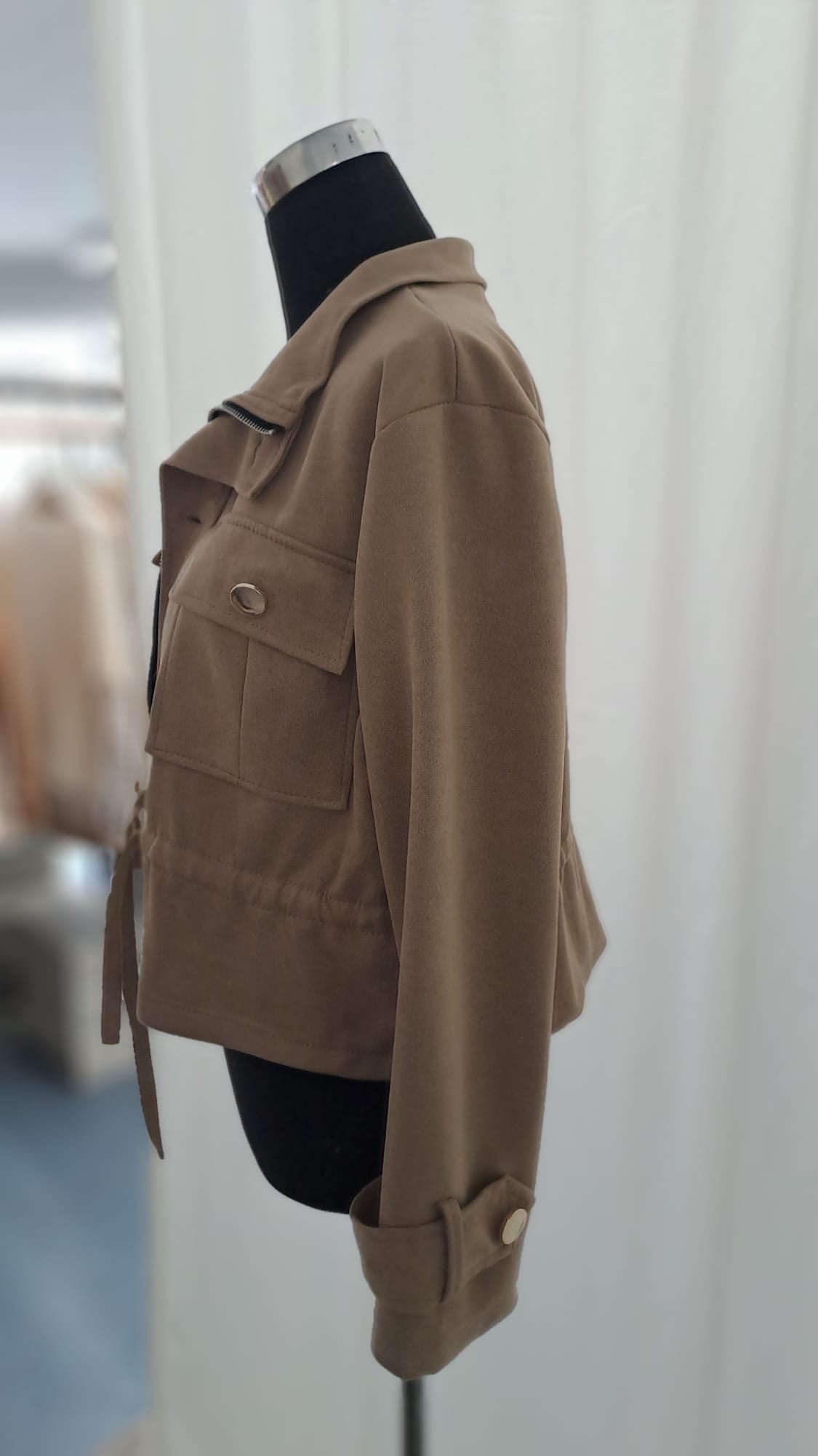 Jacke Beige Wildlederoptik | Charme Mode 6825 - Frontansicht