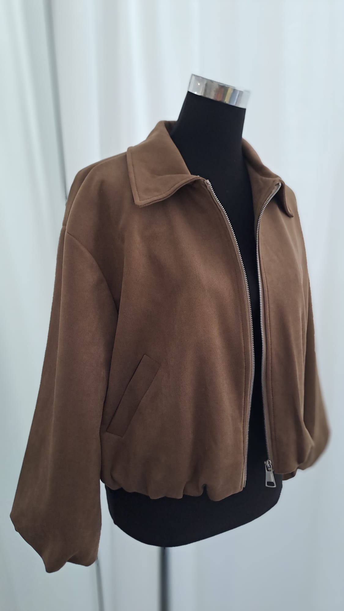 Jacke Camel Wildlederoptik Ballonärmel | Charme Mode 6777
