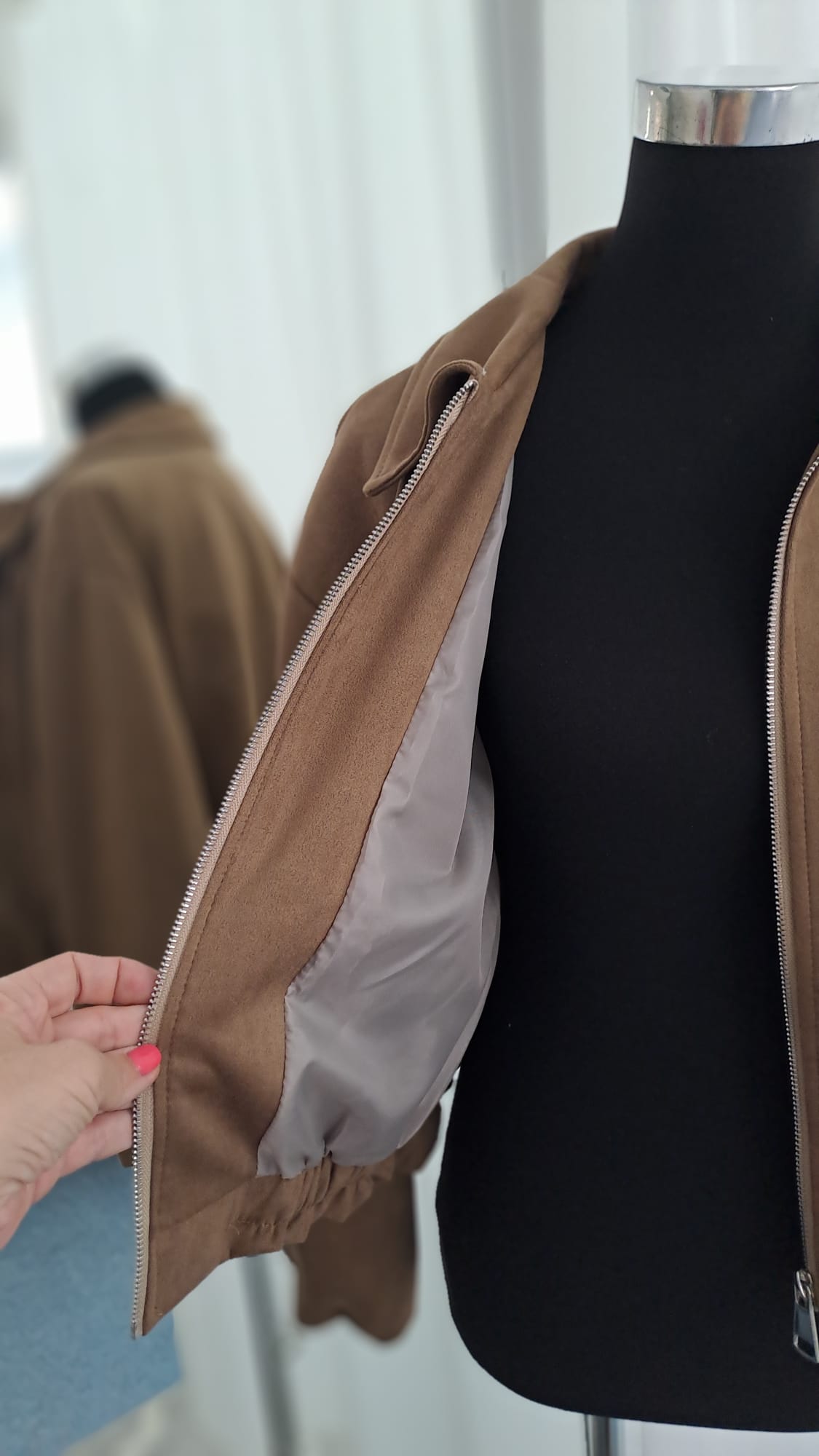 Jacke Camel Wildlederoptik Ballonärmel | Charme Mode 6777