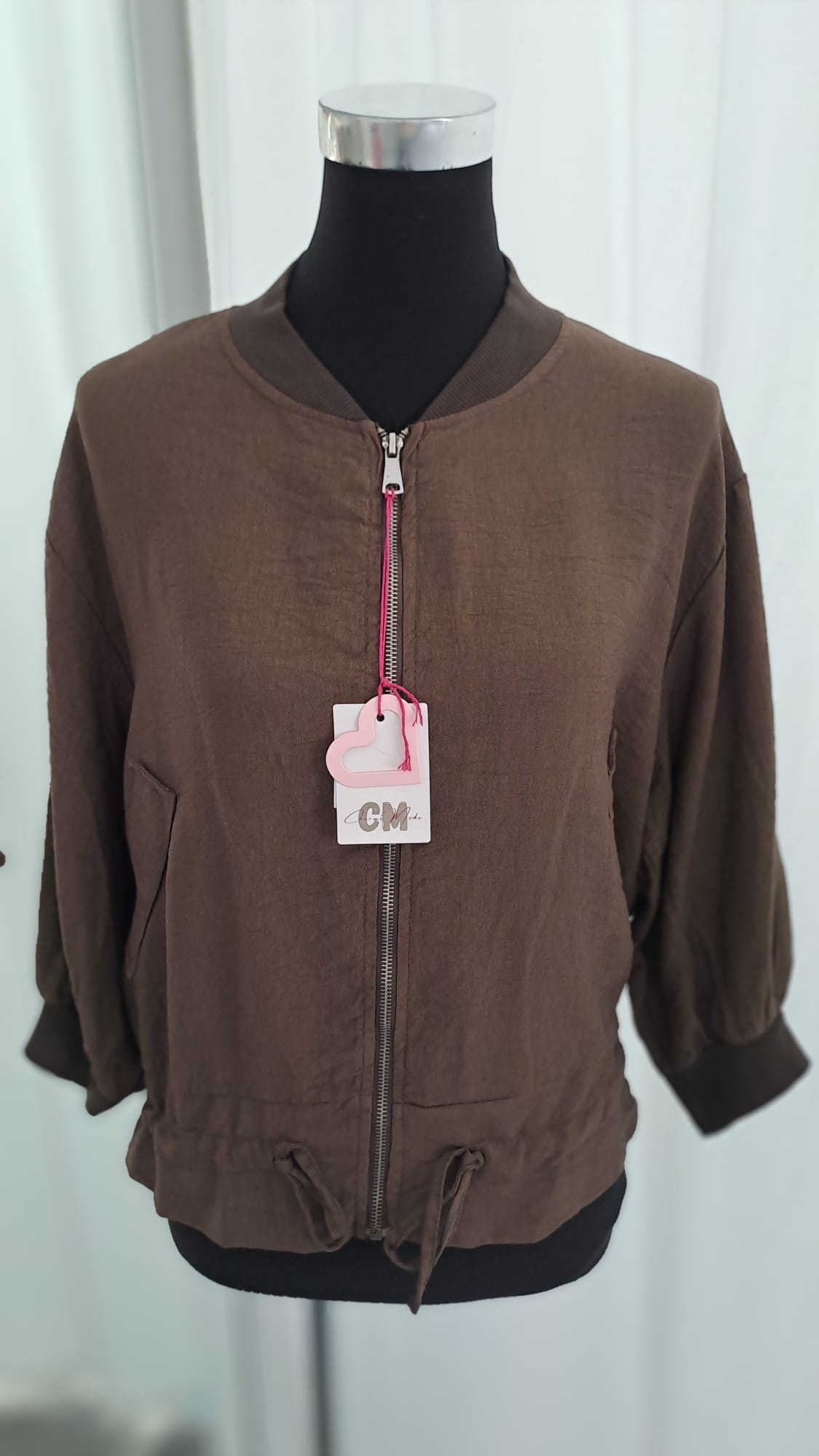 Leichte Bomberjacke Braun Damen | Charme Mode 6783 - Seitenansicht Jacke