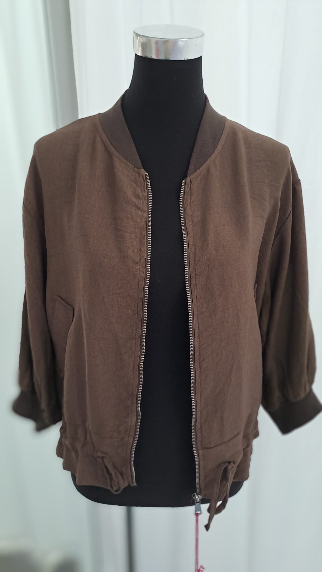 Leichte Bomberjacke Braun Damen | Charme Mode 6783 - Seitenansicht