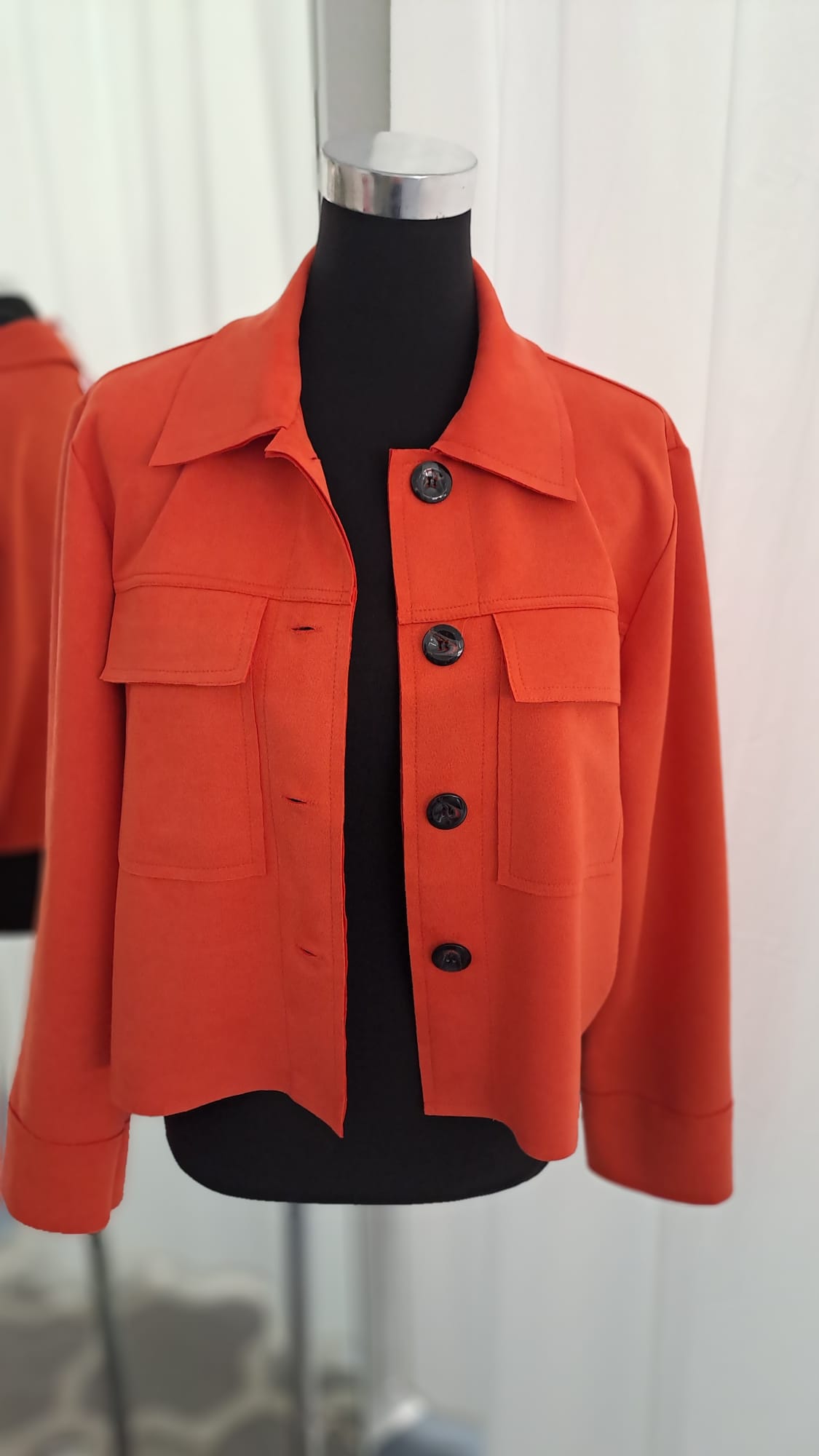 Jacke Herbstorange Wildlederoptik Cropped | Charme Mode 6786 - Seitenansicht