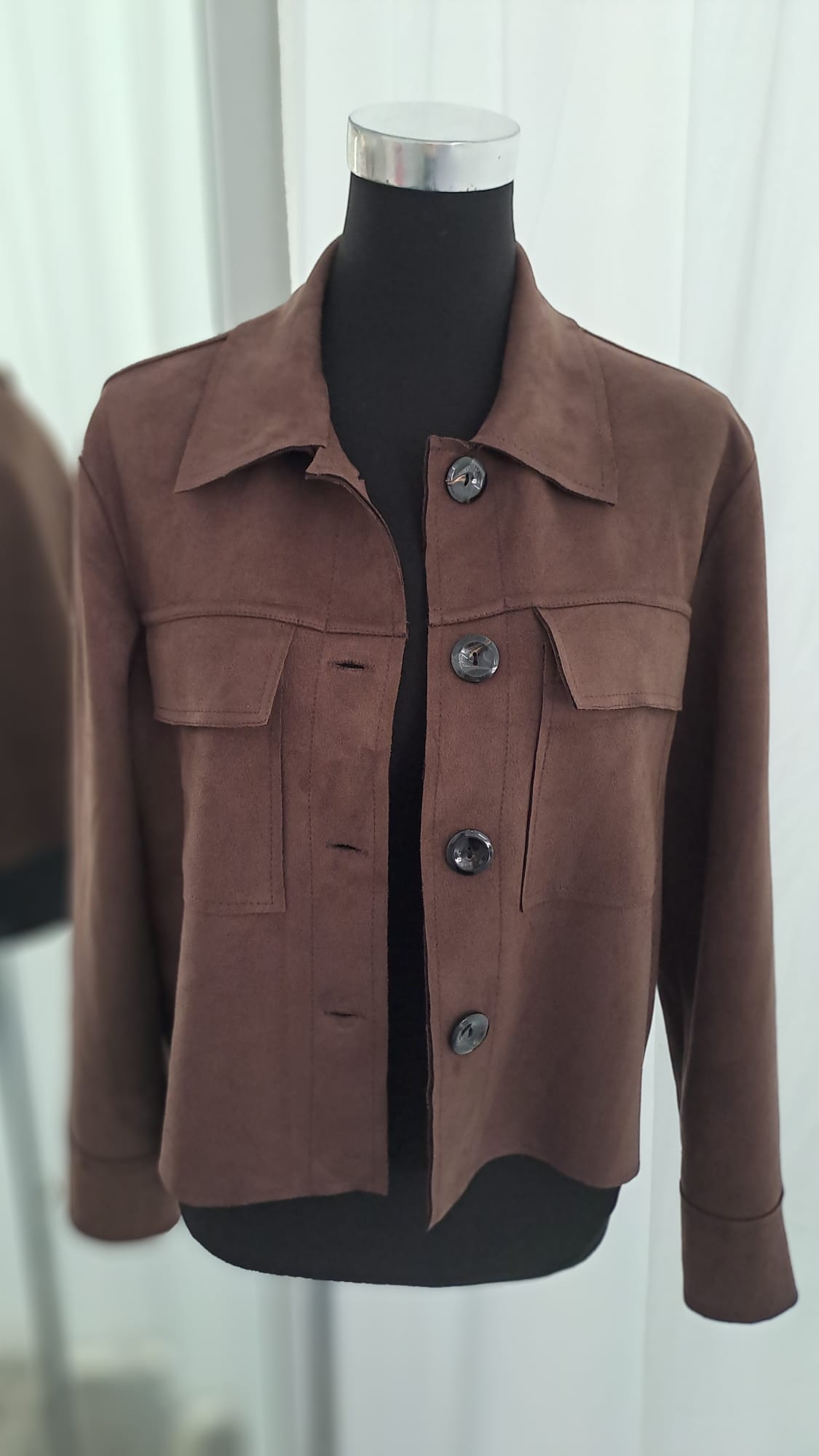Jacke Mocca Wildlederoptik | Charme Mode 6789 - Seitenansicht
