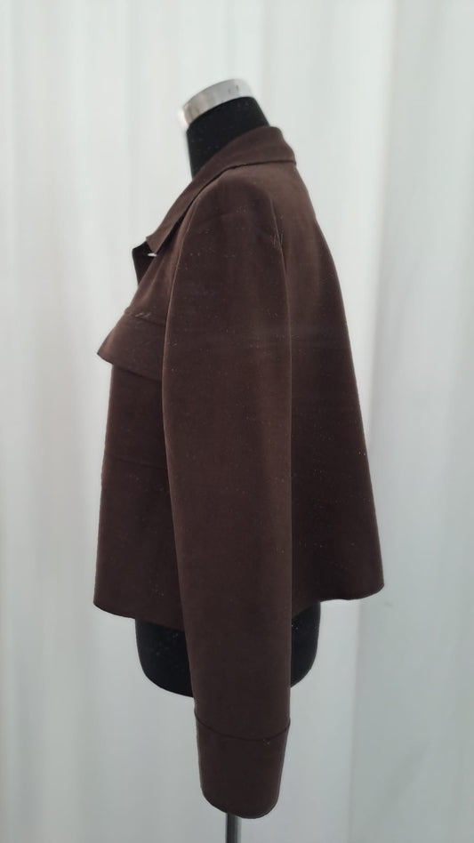 Jacke Mocca Wildlederoptik | Charme Mode 6789 - Detailansicht Arm
