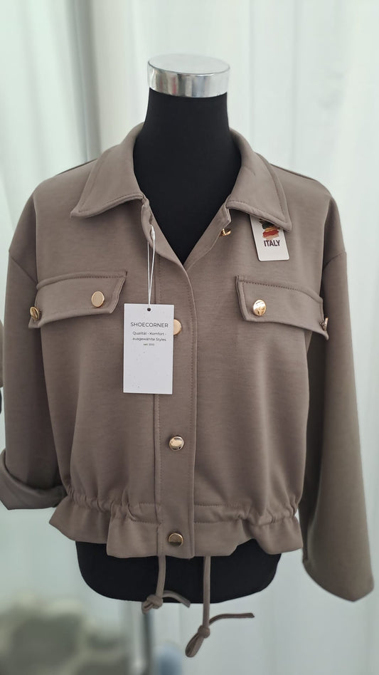 Leichte Jacke in Taupe – Elegante Übergangsjacke - SM Youngfashion 6892 - Seitenansicht