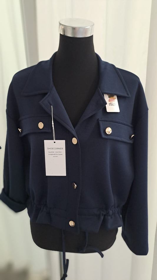 Leichte Jacke in Blau – Elegante Übergangsjacke - SM Youngfashion 6894 - Vorderansicht