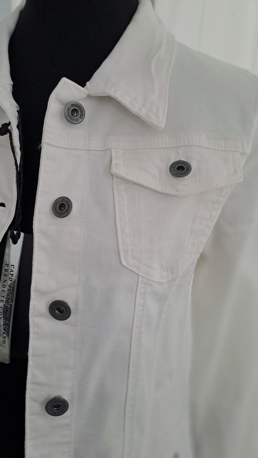 3D Denim Jeansjacke 16552 Weiß