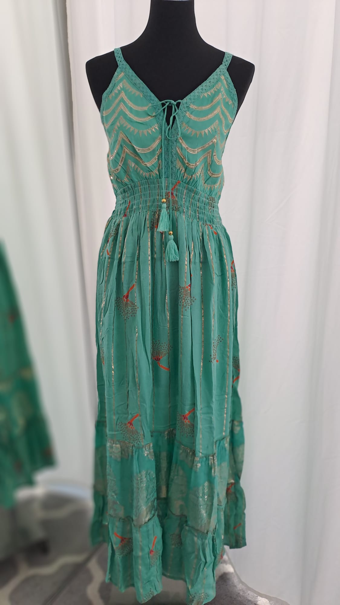 Maxikleid - Boho Sommerkleid mit Stickerei in Mint | 6087