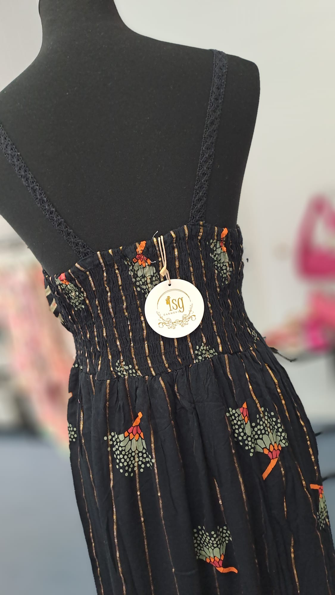Maxikleid - Boho Sommerkleid mit Stickerei in Schwarz | 6088