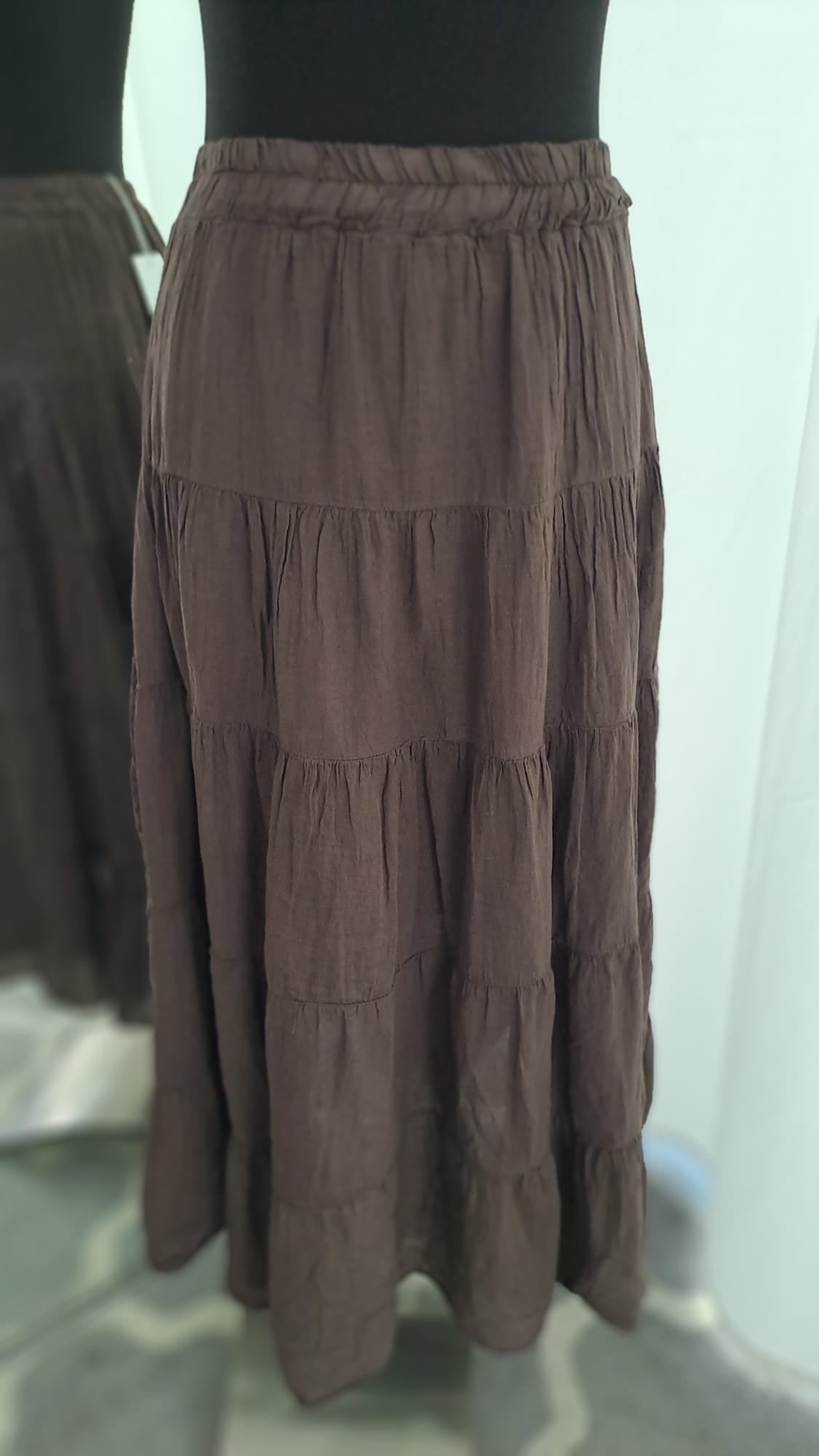 Maxirock Mocca mit Volant | Liping Moda 6832 - Seitenansicht