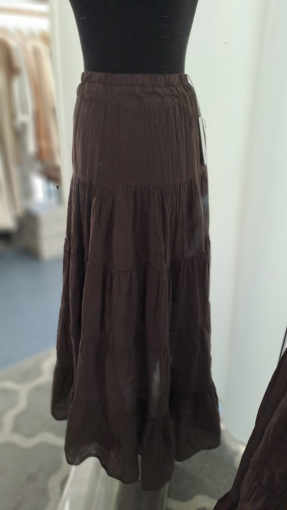 Maxirock Mocca mit Volant | Liping Moda 6832 - Frontansicht