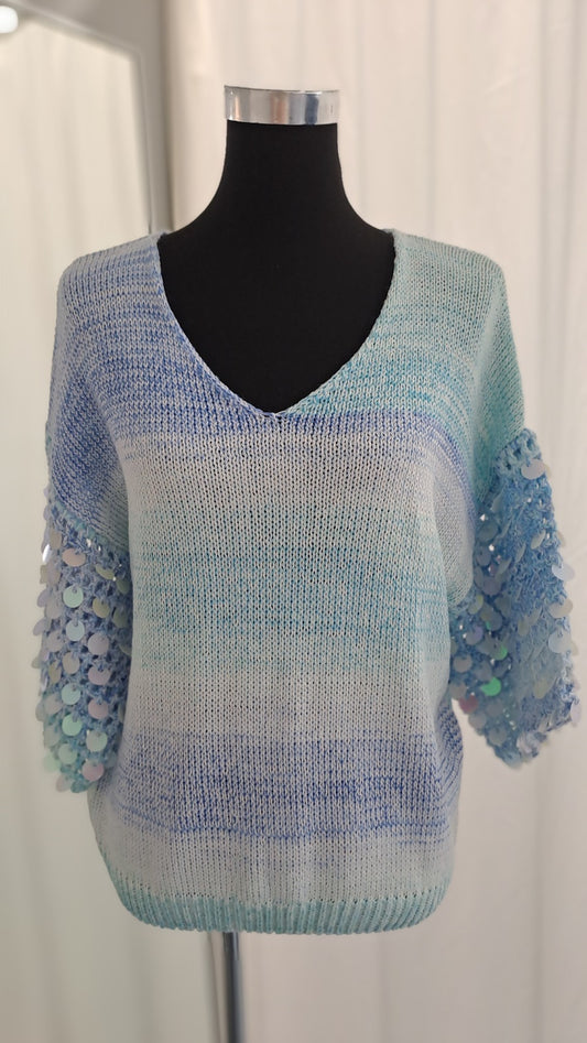 Fashion Strickshirt 17028 Blau