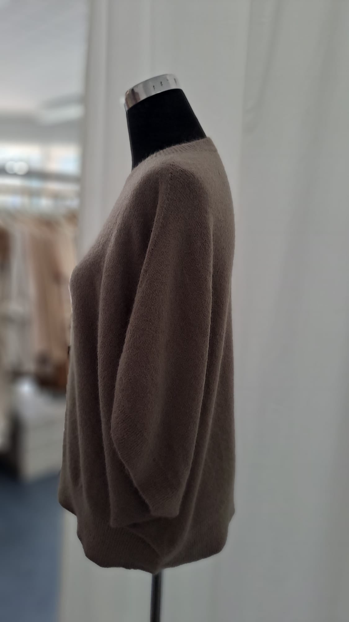 Kurzarm-Pullover Taupe Poncho-Style - SM Youngfashion 6899 - Seitenansicht