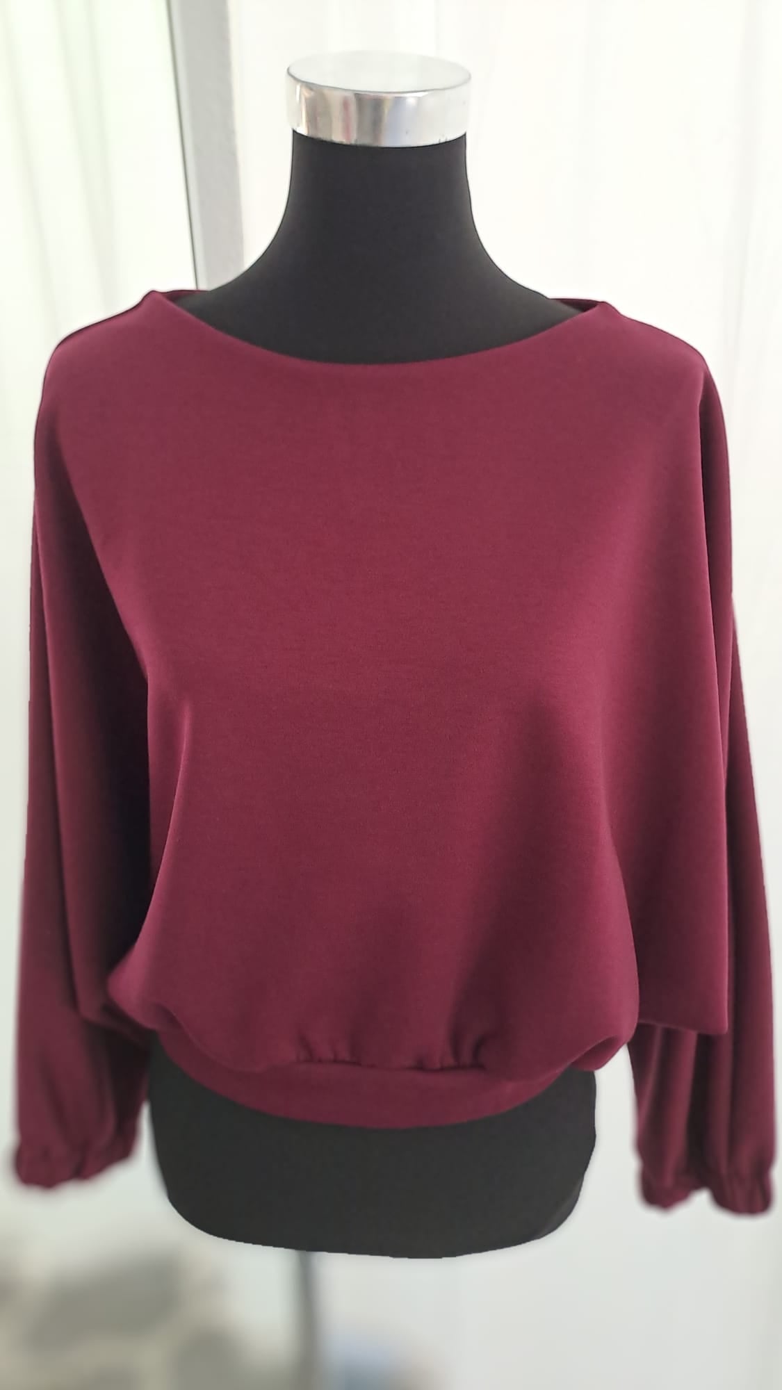 Cropped Pulli Beere - Langarm Pullover - Charme Mode 6935 - Vorderansicht