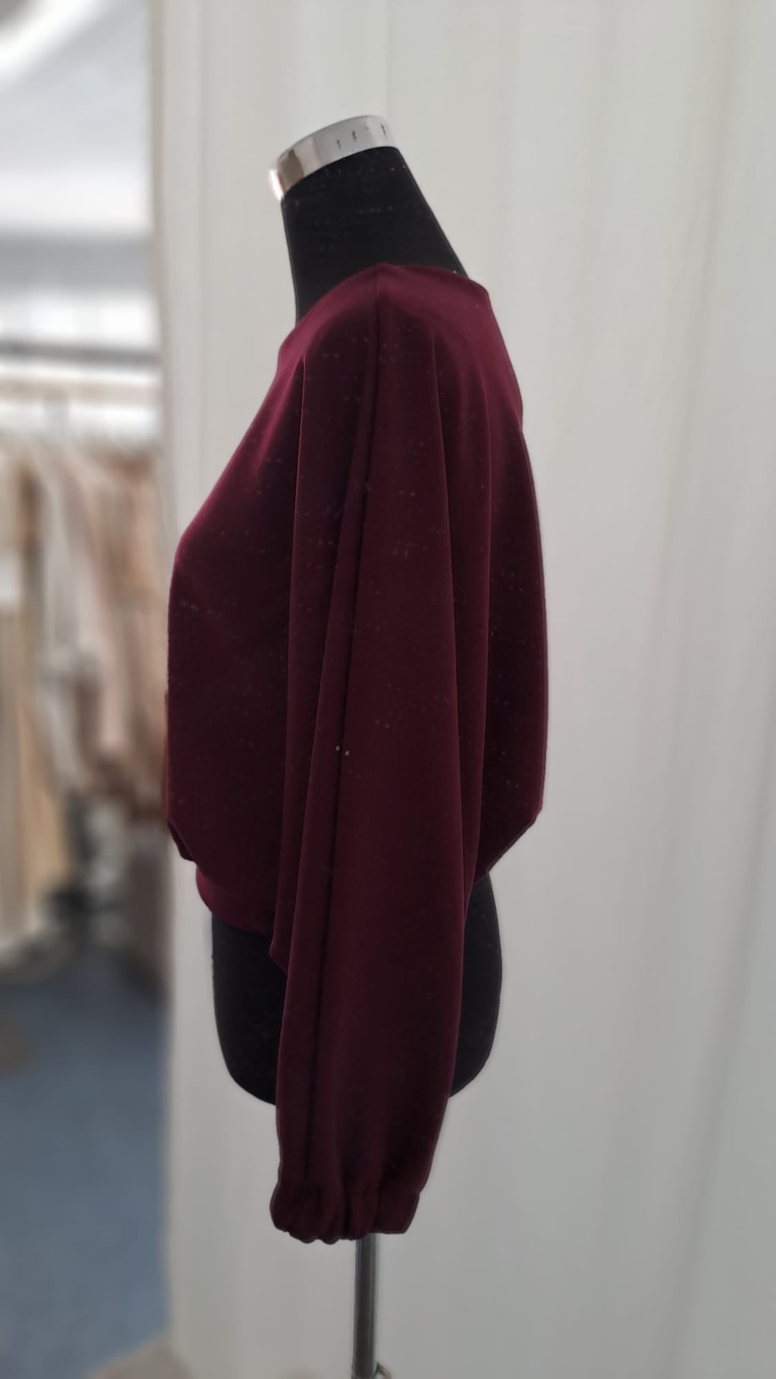 Cropped Pulli Beere - Langarm Pullover - Charme Mode 6935 - Seitenansicht