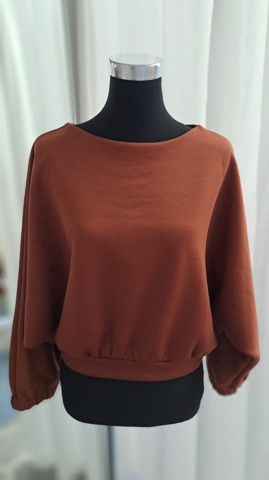 Cropped Pulli Rost, Langarm Pullover - Charme Mode 6936 - Vorderansicht