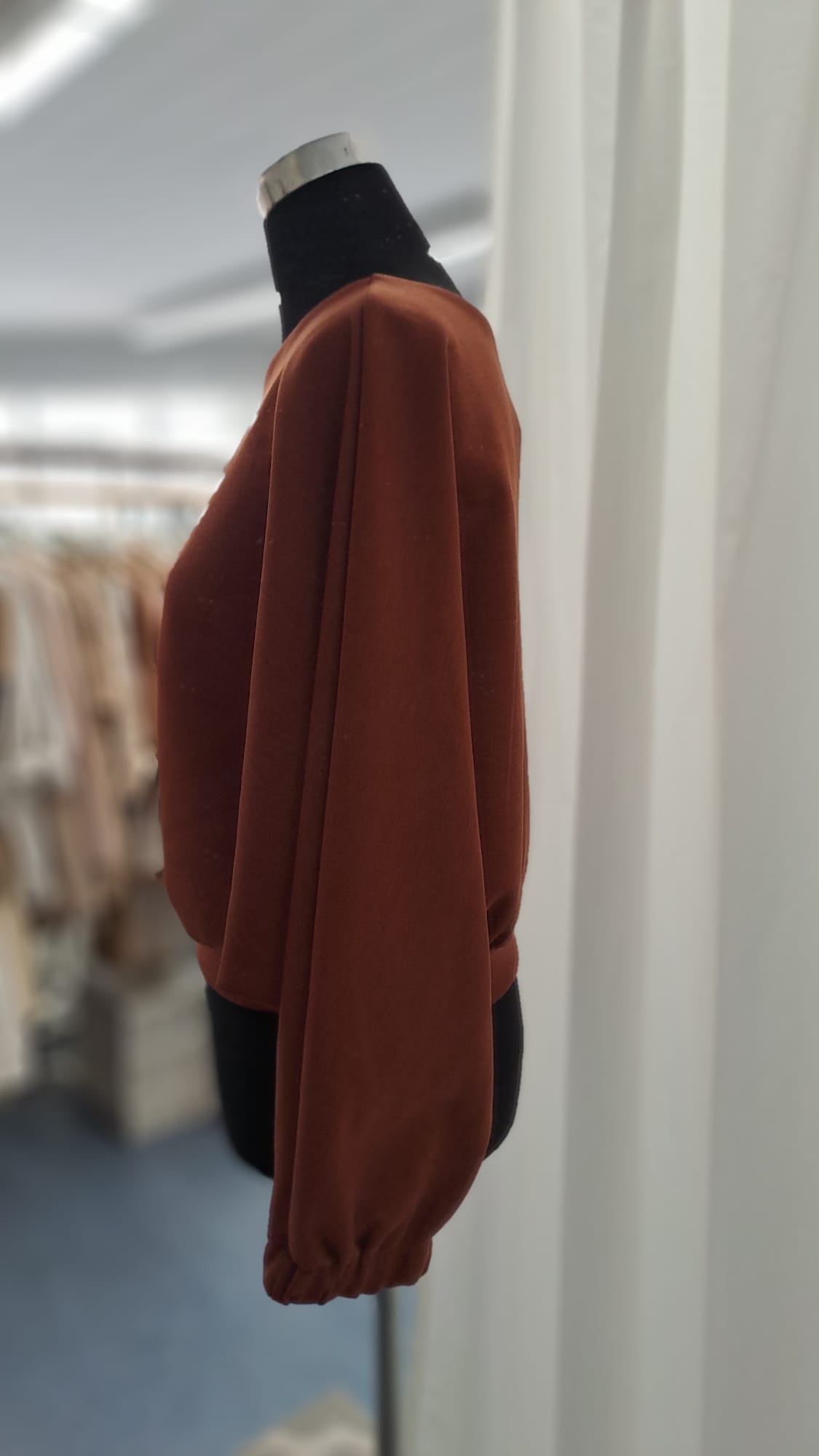 Cropped Pulli Rost, Langarm Pullover - Charme Mode 6936- Seitenansicht