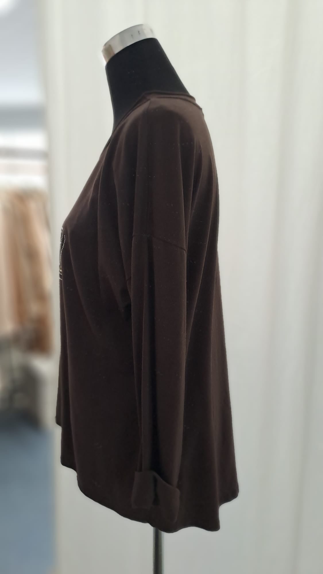 Langarmshirt „Love“ Mocca | Charme Mode 6797 - Frontanischt