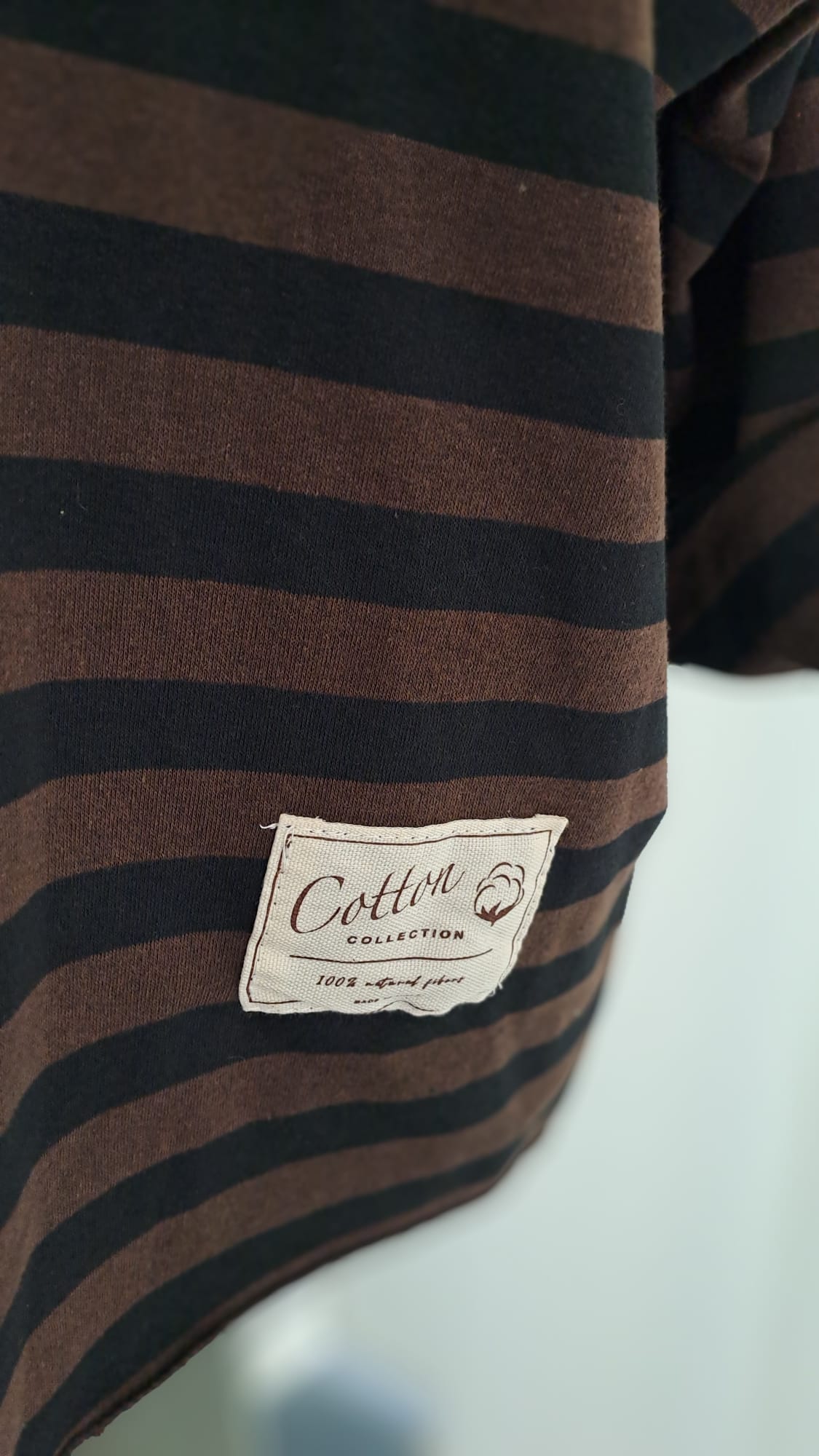 Gestreiftes Langarmshirt Mocca Schwarz | Liping Moda 6849