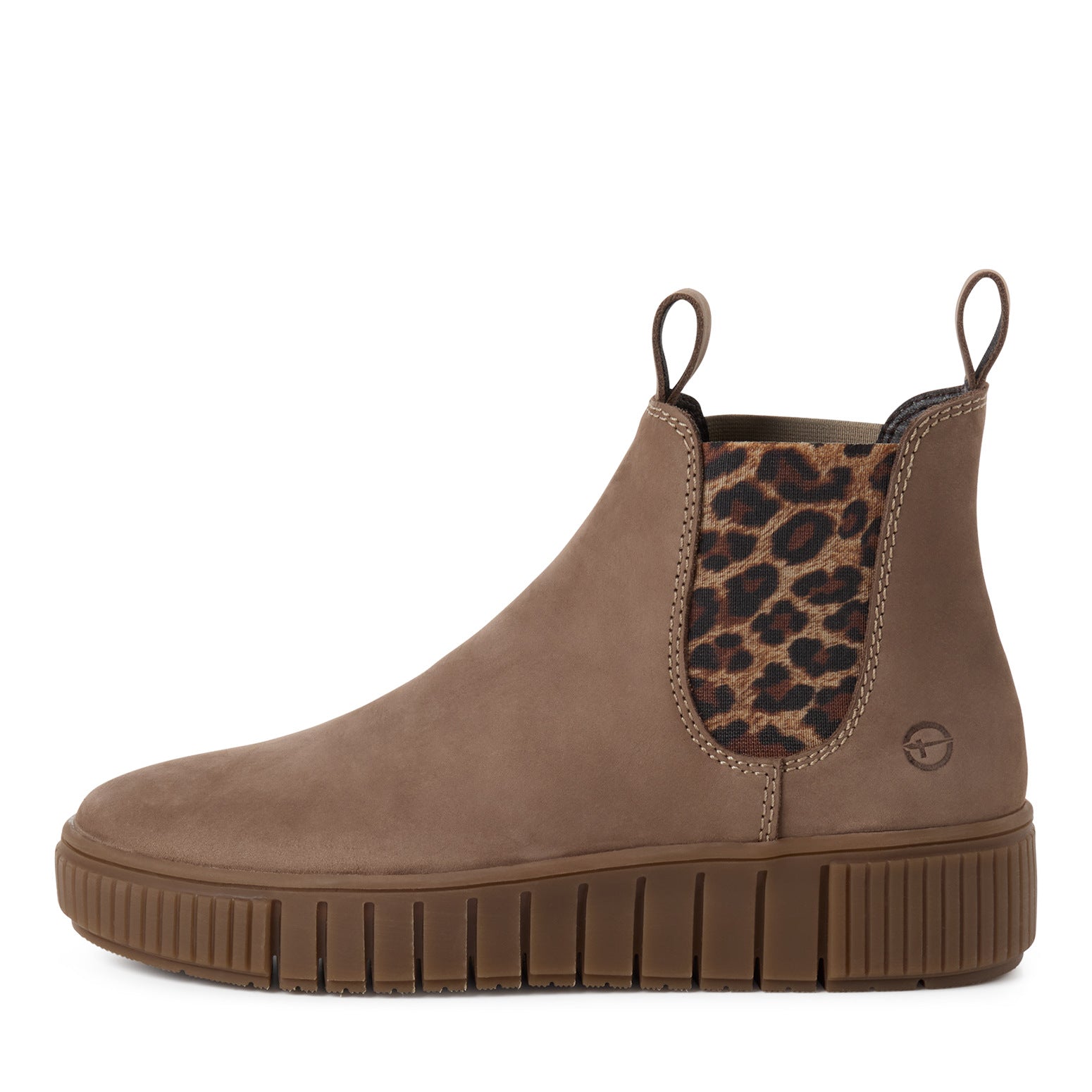 Tamaris Chelsea Boot 25403 Taupe Leopard | Leder mit Wechselfußbett - Seitenansicht